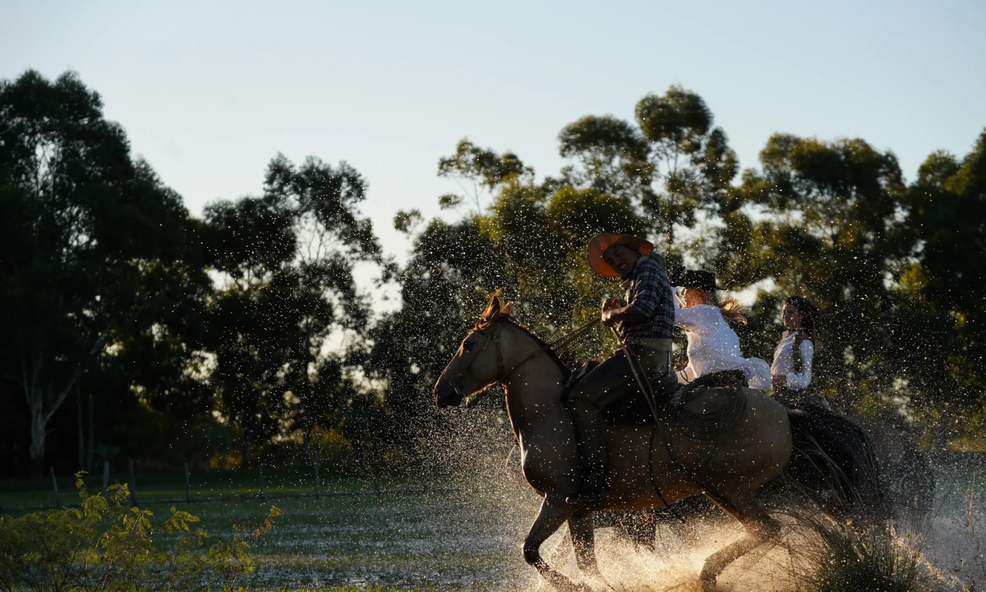 estancia don joaquin corrientes argentina horse riding landscape authentic family ranch canter in the water